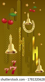 777 slots 3d element isolated on white background with place for text casino object 777 icons gold coins red button play