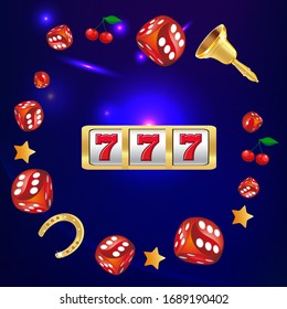 777 Slots 3d Element mit Platz für Text Casino Objekt 777 Symbole 