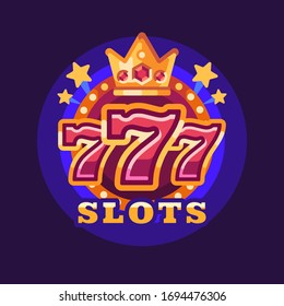 777 slots casino win illustration on blue background