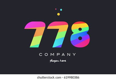 778 creative color green orange blue magenta pink number digit company logo vector icon spectrum