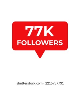 77k followers red vector, icon, stamp,logo,illustration