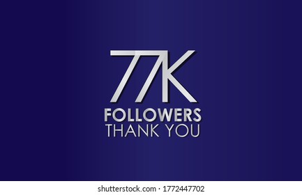 77K,77000 follower. Silver Color on Blue Background, for Social Media, Internet Account - Vector