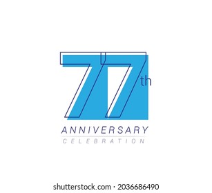 77. Jahrestag, blaue Vektorgrafik-Design zum Geburtstag, einzeln auf weißem Hintergrund