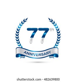 77th anniversary blue and silver colored with wreath and ribbon
