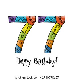 77th anniversary celebration. Greeting card template. Vector illustration