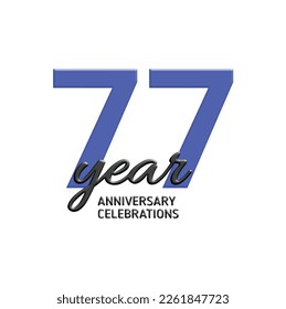 77th anniversary celebration logo design. Vector festive illustration. Realistic 3d sign. Party event decoration