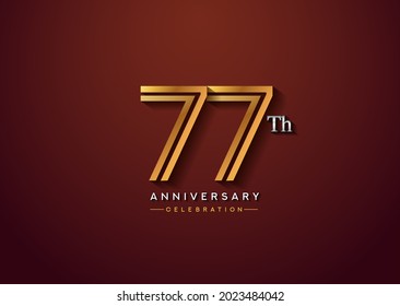 77th anniversary celebration logotype with linked number gold and silver color isolated on elegant color. vector anniversary for celebration, invitation card, and greeting card