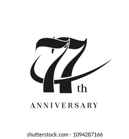 77th Anniversary Celebration simple monogram Design. pictogram vector icon, simple years birthday logo label, black and white stamp isolated