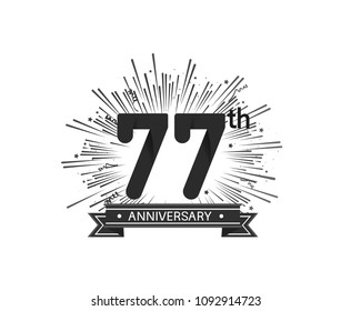 77th anniversary design with firework and ribbon black color for use company celebration 