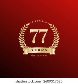 77th Anniversary Golden Celebration Design Template for Company or Invitation