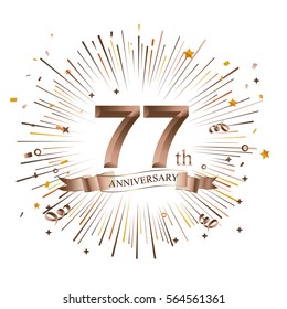 77th Anniversary greeting Card with Starburst. Vector illustration.
