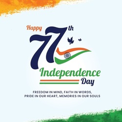 77th Anniversary, Independence Day India, 2024, Vector Design Post Template