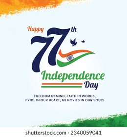 77th Anniversary, Independence Day India, 2024, Vector Design post Template - Shutterstock ID 2340059041