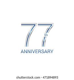 77th anniversary logo design uses three lines which form the numbers.  years anniversary signs . Silver and blue color anniversary