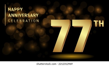 77th anniversary logo with gold color for booklets, leaflets, magazines, brochure posters, banners, web, invitations or greeting cards. Vector illustration.