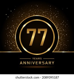 77th anniversary logo. Golden anniversary celebration logo design for booklet, leaflet, magazine, brochure poster, web, invitation or greeting card. rings vector illustrations.