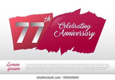 77th anniversary logo with red abstract backgrond. design template