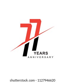 77th anniversary logo red and black swoosh design isolated on white background for anniversary celebration.
