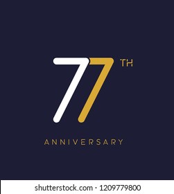 77th anniversary logo.overlapping number with simple monogram color. vector design for greeting card and invitation card.