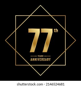 77th anniversary logotype. Anniversary celebration template design with golden ring for booklet, leaflet, magazine, brochure poster, banner, web, invitation or greeting card. Vector illustrations.