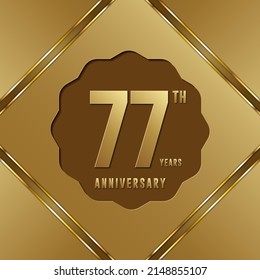 77th anniversary logotype. Anniversary celebration template design with golden ring for booklet, leaflet, magazine, brochure poster, banner, web, invitation or greeting card. Vector illustrations.