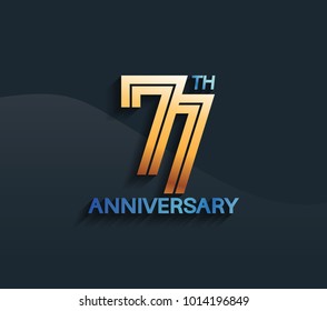 77th anniversary logotype with multiple line golden color isolated on dark blue background for celebration