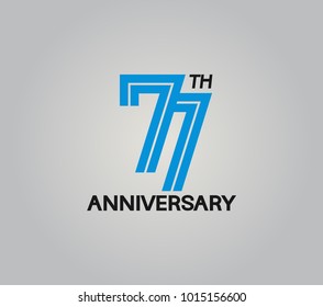 77th anniversary logotype with multiple line style blue color isolated on white background for celebration