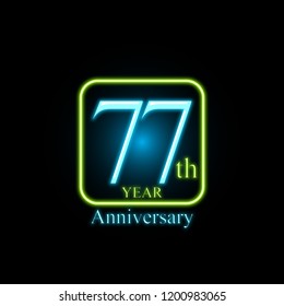 77th Anniversary number neon text