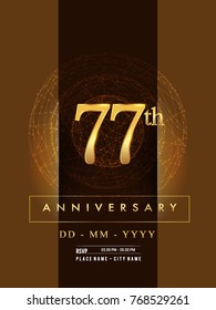 77th anniversary poster design on golden and elegant background, vector design for anniversary celebration, greeting card and invitation card.