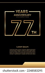 77th Anniversary template design with gold color for celebration event, invitation, banner, poster, flyer, greeting card, book cover. Vector Template
