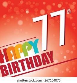 77th Birthday party invite/template design in bright boken and colourful retro style - Vector