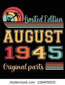 77th Birthday Vintage Legends Born In August 1945 77 Years Old Retro Birthday Ideas Beach Palm Tree