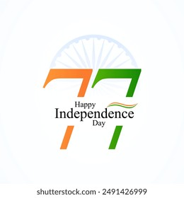 77º Feliz Día de la Independencia India diseño de Vector. Celebrando el diseño del Día de la Independencia de la India.