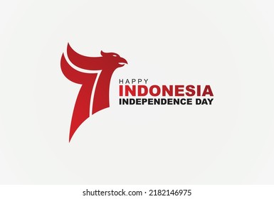 77th Happy Indonesia Independence Day Banner With Eagle Head Icon