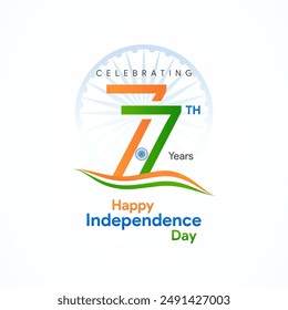 77º Día de la Independencia India diseño de Vector. Celebrando el diseño del 77º Día de la Independencia de la India.