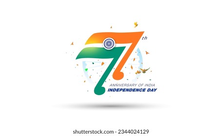 Concepto y antecedentes de la celebración del 77° Día de la Independencia de la India. bandera tricolor, logotipo, afiche, banner, publicidad digital y diseño de plantillas.