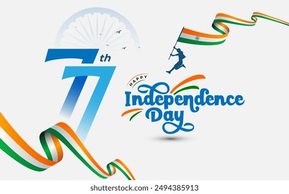  77th year Indian Happy Independence Day Celebration Background Design Template