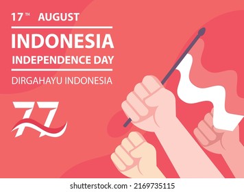 77th years 17 august Indonesia independence day flat illustration concept