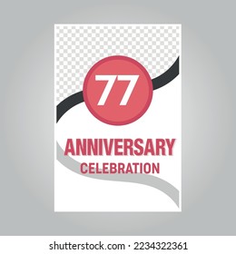 
77. Jubiläum Vektor-Einladungskarte.Einladung zum Drucken auf grauem Hintergrund

