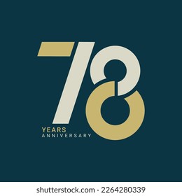 78, 78th Years Anniversary Logo, 78 birthday,  Vector Template Design element for birthday, invitation, wedding, jubilee and greeting card illustration.