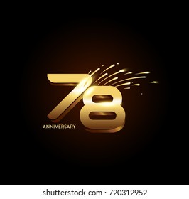 78 Anniversary gold fireworks and shiny elements on dark background