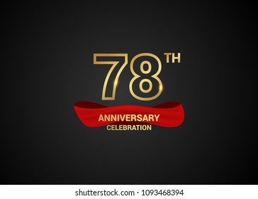 78 anniversary logotype design with line golden color and red isolated on dark background