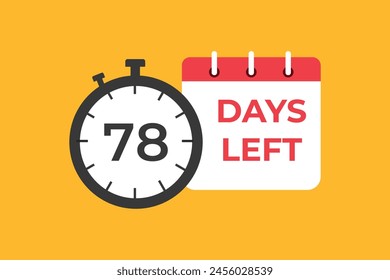 78 days to go countdown template. 78 day Countdown left days banner design. 78 Days left countdown timer