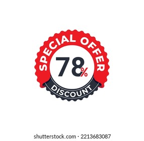 78% Discount Coupon design. Sale tags set vector badges template. Sale offer price sign. Special offer symbol. Discount promotion. Discount badge Stamp shape. Vector illustration template 