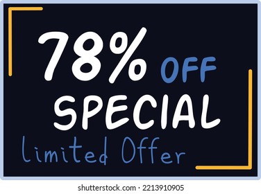 78% Discount Limited Special Offer vector art illustration in purple background color and fantastic font with attractive color combination