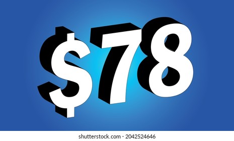 78 Dollar - $78 3D Blue Price Symbol Offer