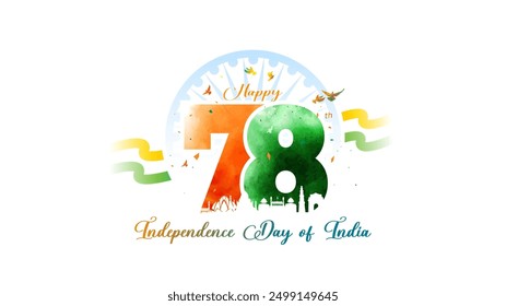 78 Independence Day of India celebration background.