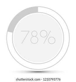 78% Minimal Flat white plane progress button  with shadow. well aligned loading graphic vector 
