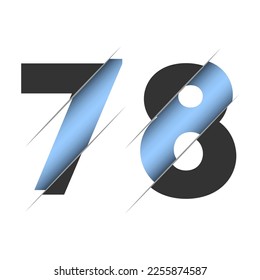 78 number cut design for decorative design. 3d art wallpaper. Vintage vector ornament template.