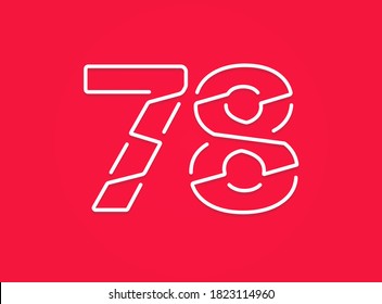 78 number. Modern trendy, creative style design. For logo, brand label, design elements, corporate identity, application etc. Isolated vector illustration          